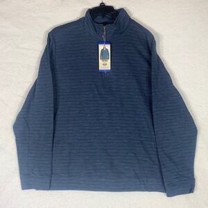 Dockers Mens Quarter Zip Pullover Sweater Blue Textured Knit Size Large